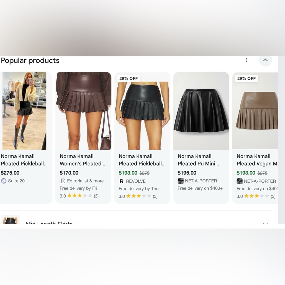 NORMA KAMALI Black Faux Leather Pleated Mini Skirt. Size XS WORN ONCE - Picture 4 of 14